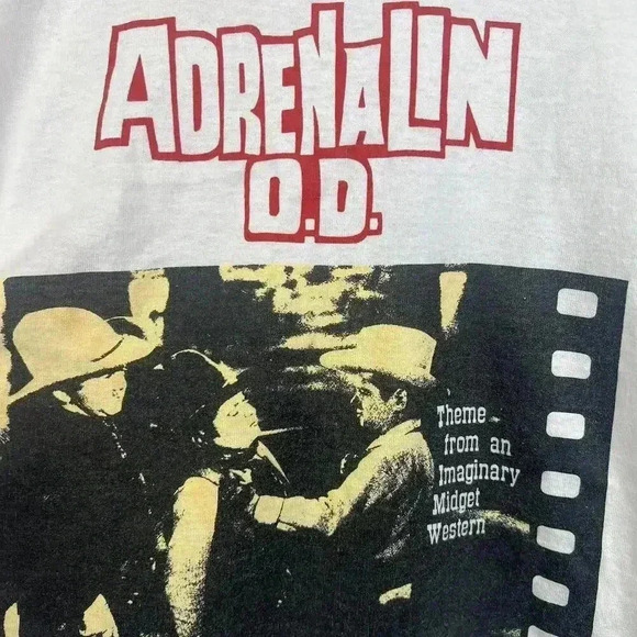 80s Vintage Adrenalin O.D. Vintage Band T-Shirt - Classic Punk Rock Tee 1989 - Picture 3 of 7